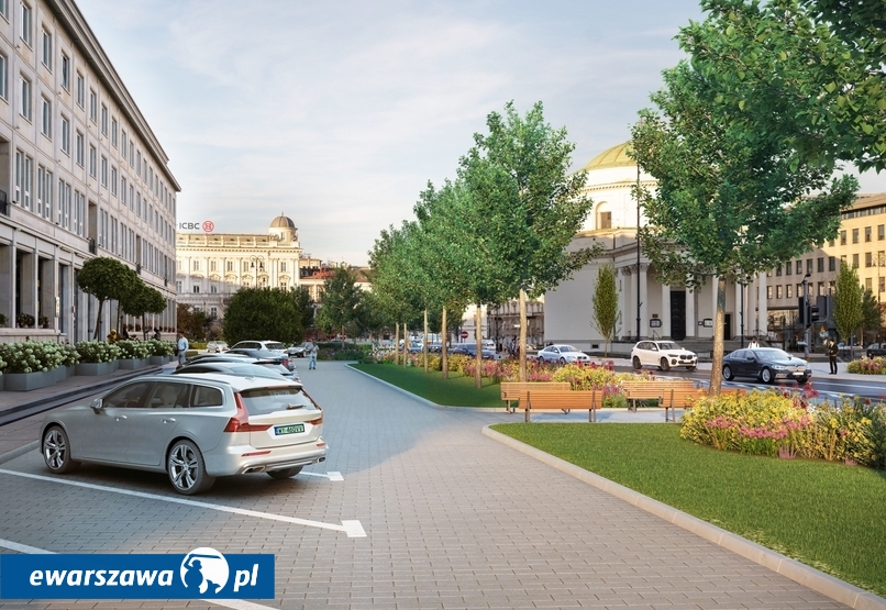 wizualizacja Placu Trzech Krzyży po remoncie | fot. zdm.waw.pl