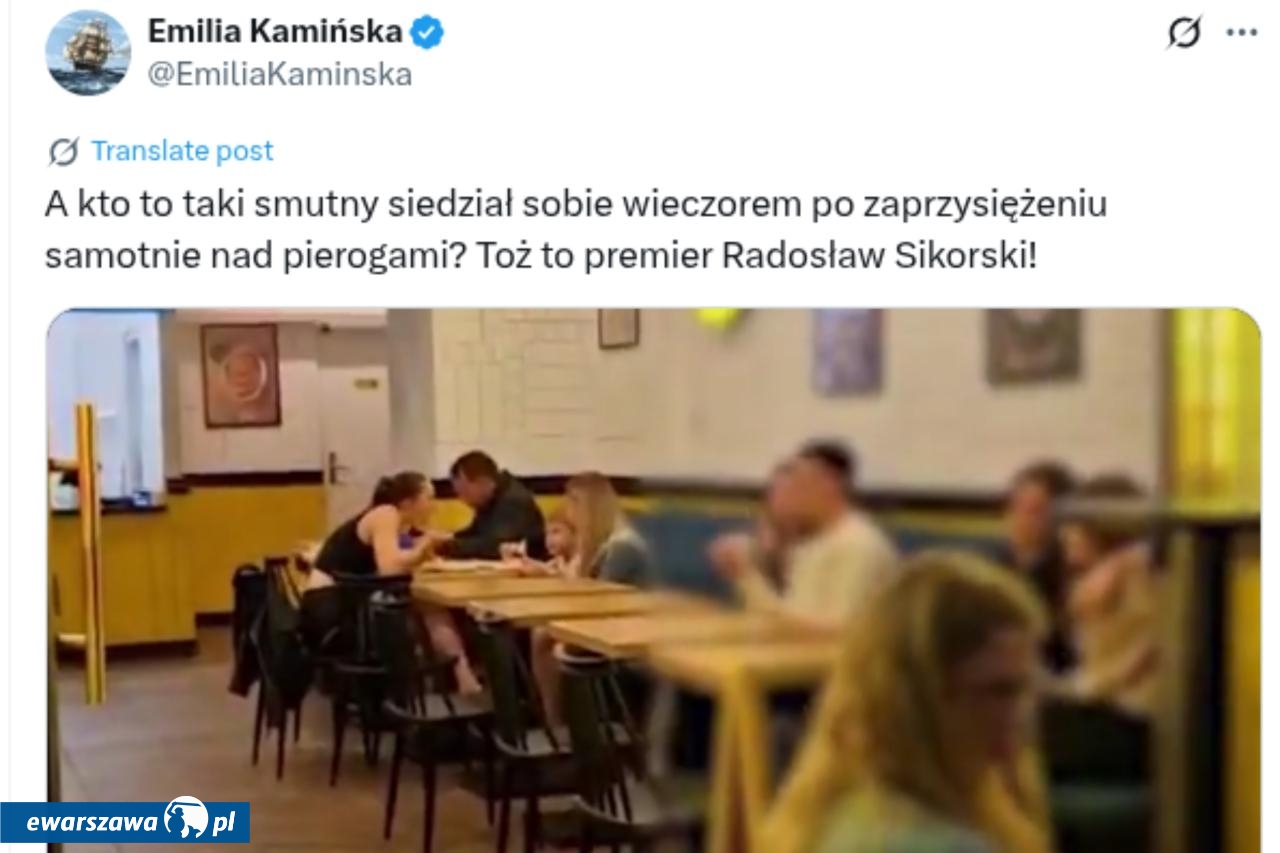 Radosław Sikorski w pierogarni | fot. x.com/@emiliakaminska