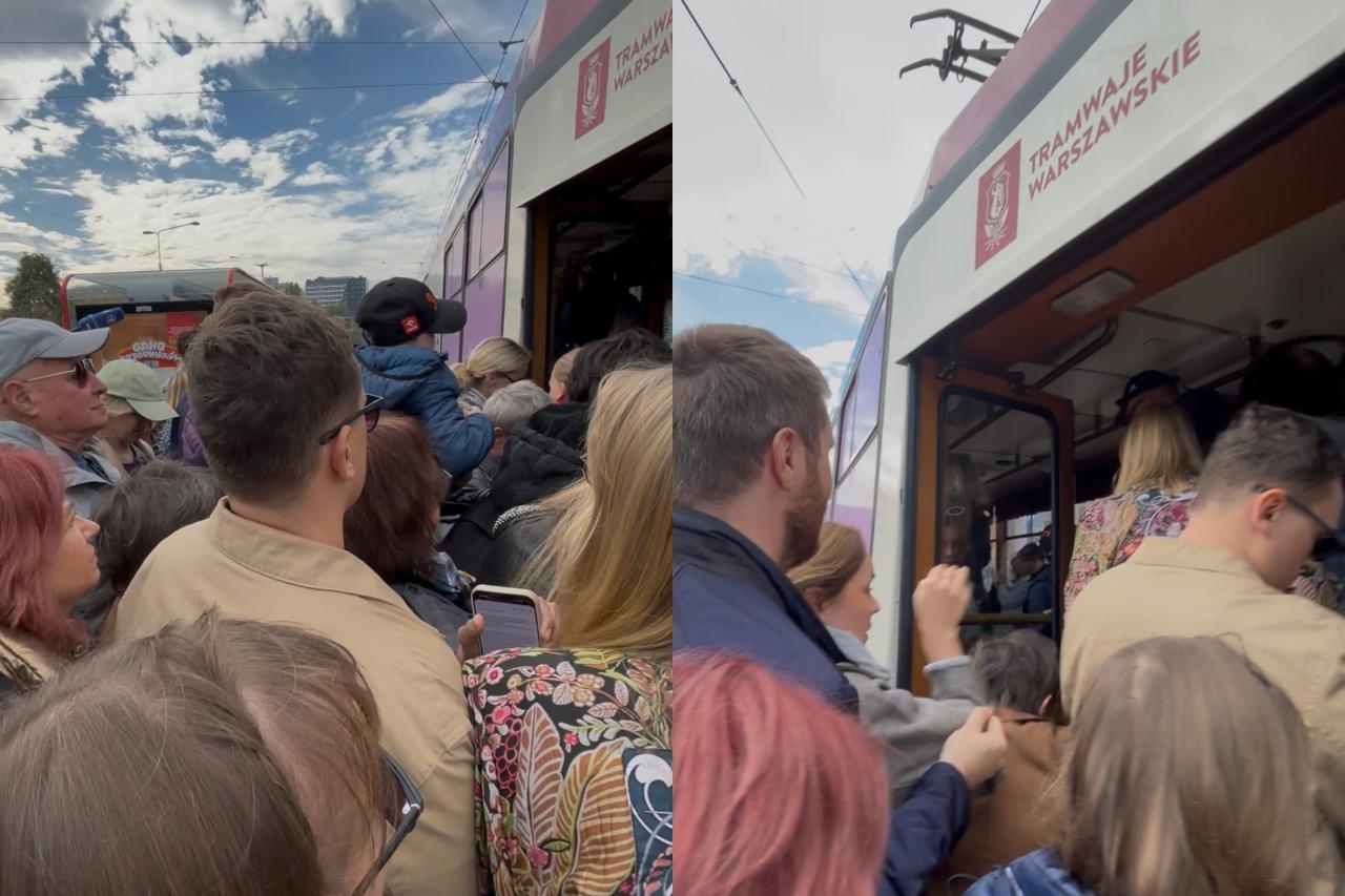 tłum do tramwaju w Warszawie z muzyką Chopina | fot. Bartosz Pańczyk