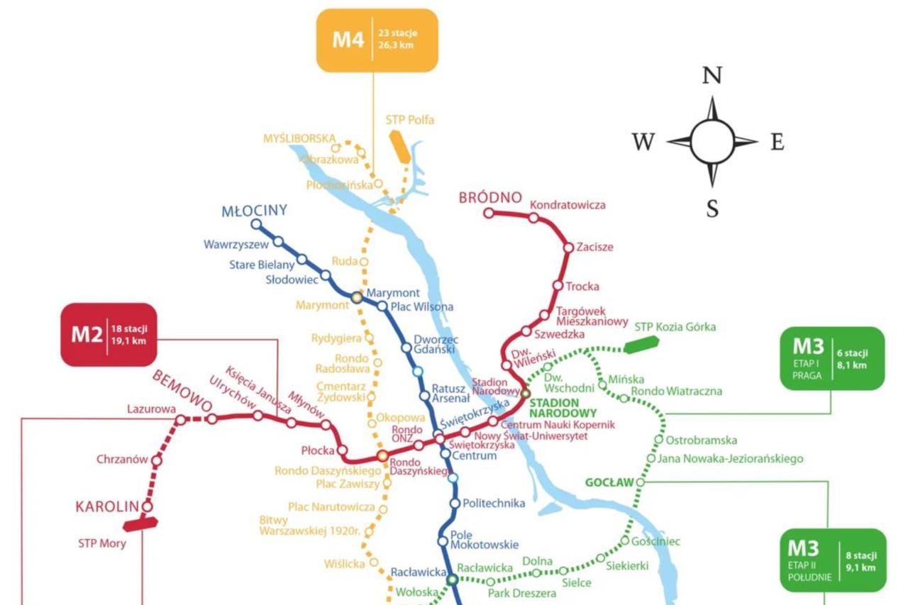 Plan linii metra w Warszawie do 2050 roku | fot. Metro Warszawskie