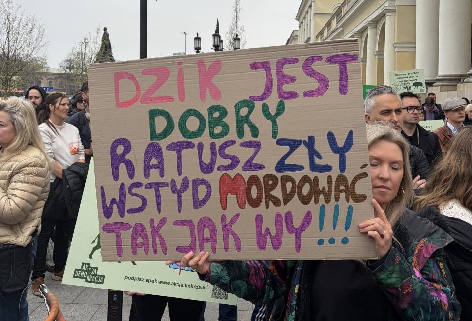 pikieta w Warszawie w obronie dzików | fot. Bartosz Pańczyk