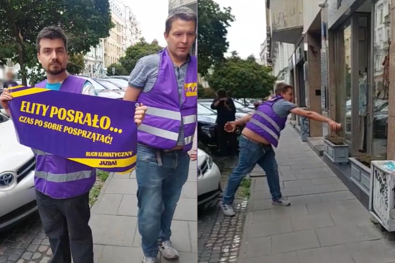 aktywiści oblali butik Małgorzaty Rozenek-Majdan | fot. Ruch Klimatyczny "Jazda"