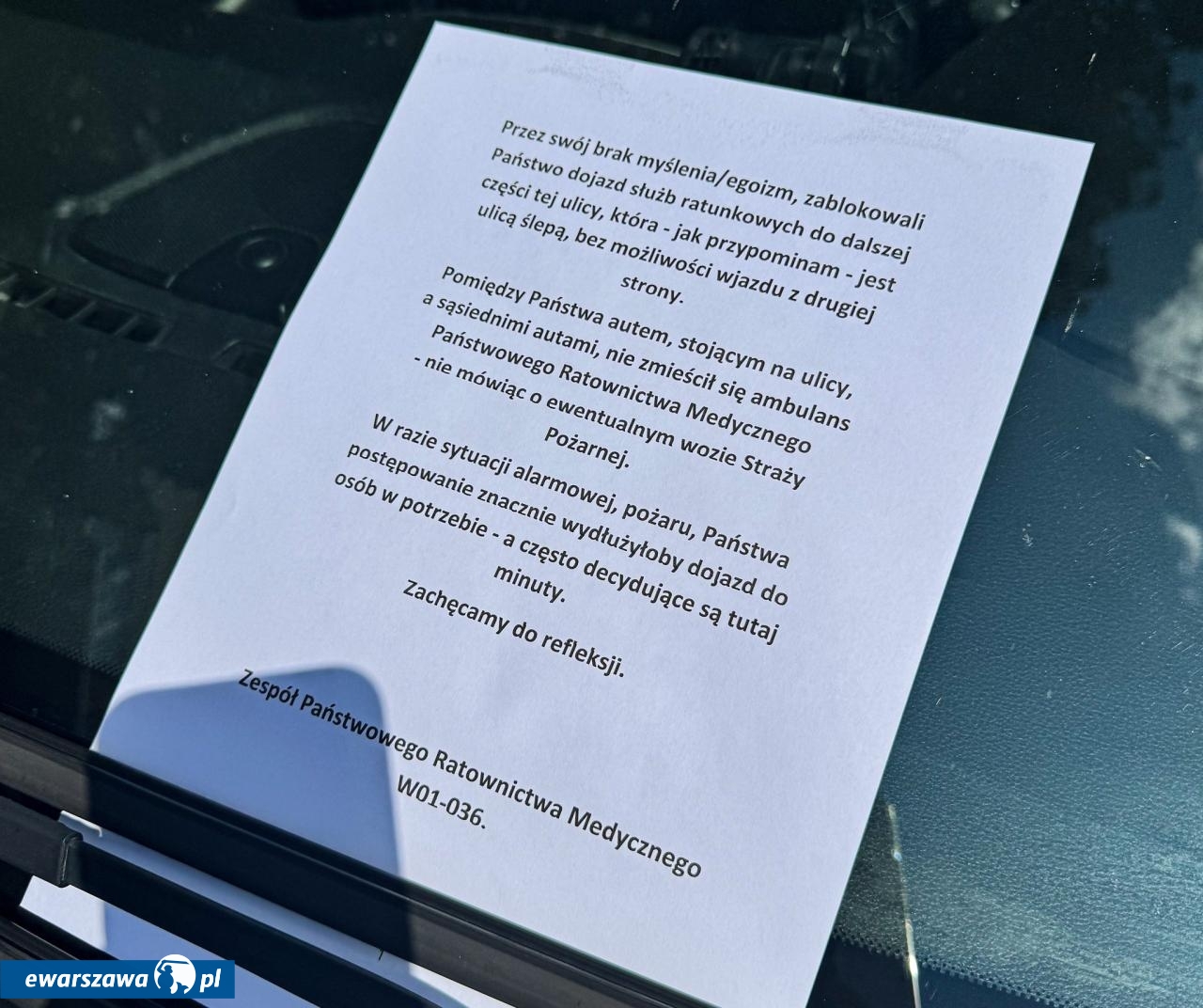 list ratowników medycznych | fot. x.com/PogRatunkoweWaw/