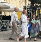 Cezary Pazura i Agnieszka Podsiadlik na planie serialu "Czarna śmierć" w Warszawie | fot. Bartosz Pańczyk