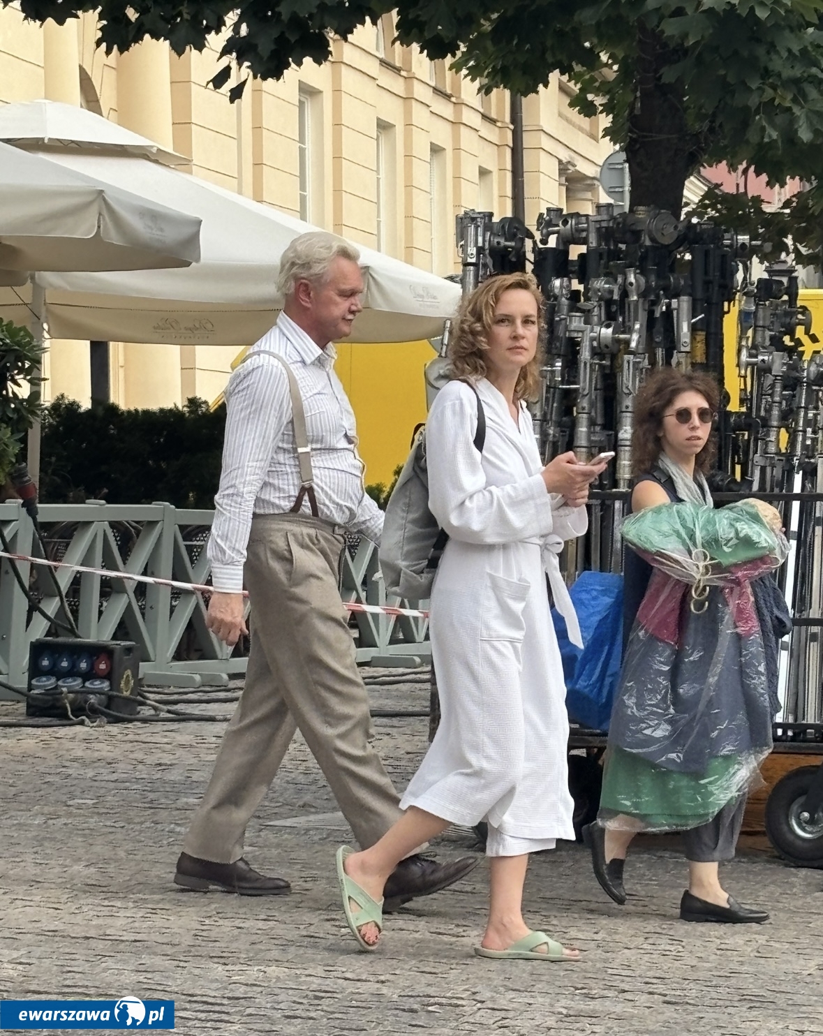 Cezary Pazura i Agnieszka Podsiadlik na planie serialu "Czarna śmierć" w Warszawie | fot. Bartosz Pańczyk