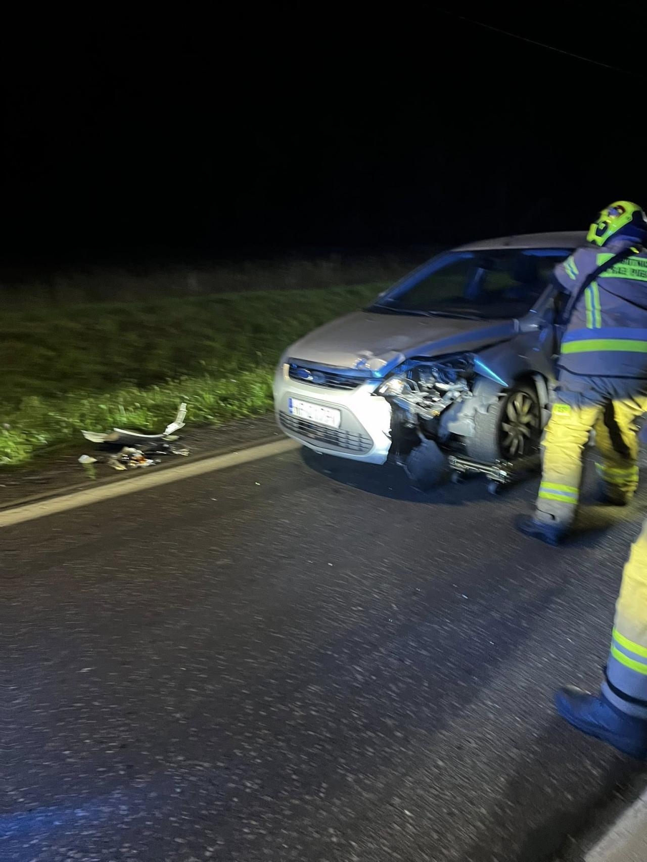 jeleń wpadł pod autobus | fot. OSP w Lesznie/ Facebook